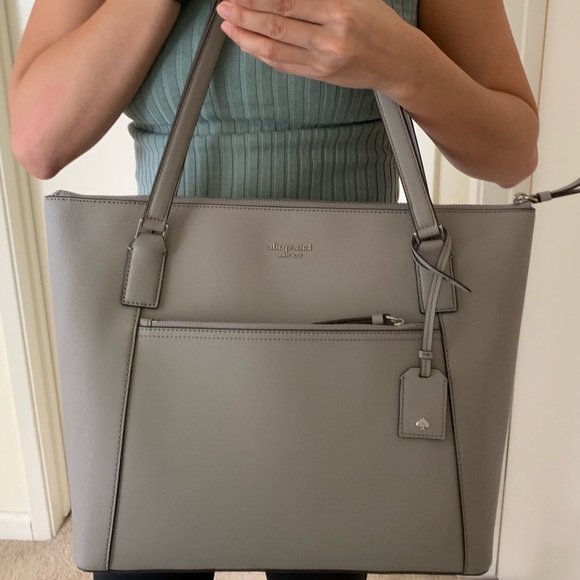 KATE SPADE CAMERON LARGE POCKET TOTE TAUPE GRAY - Picture 2 of 8